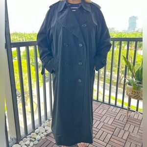 Burberry Black Double-Breasted Long Trench Coat